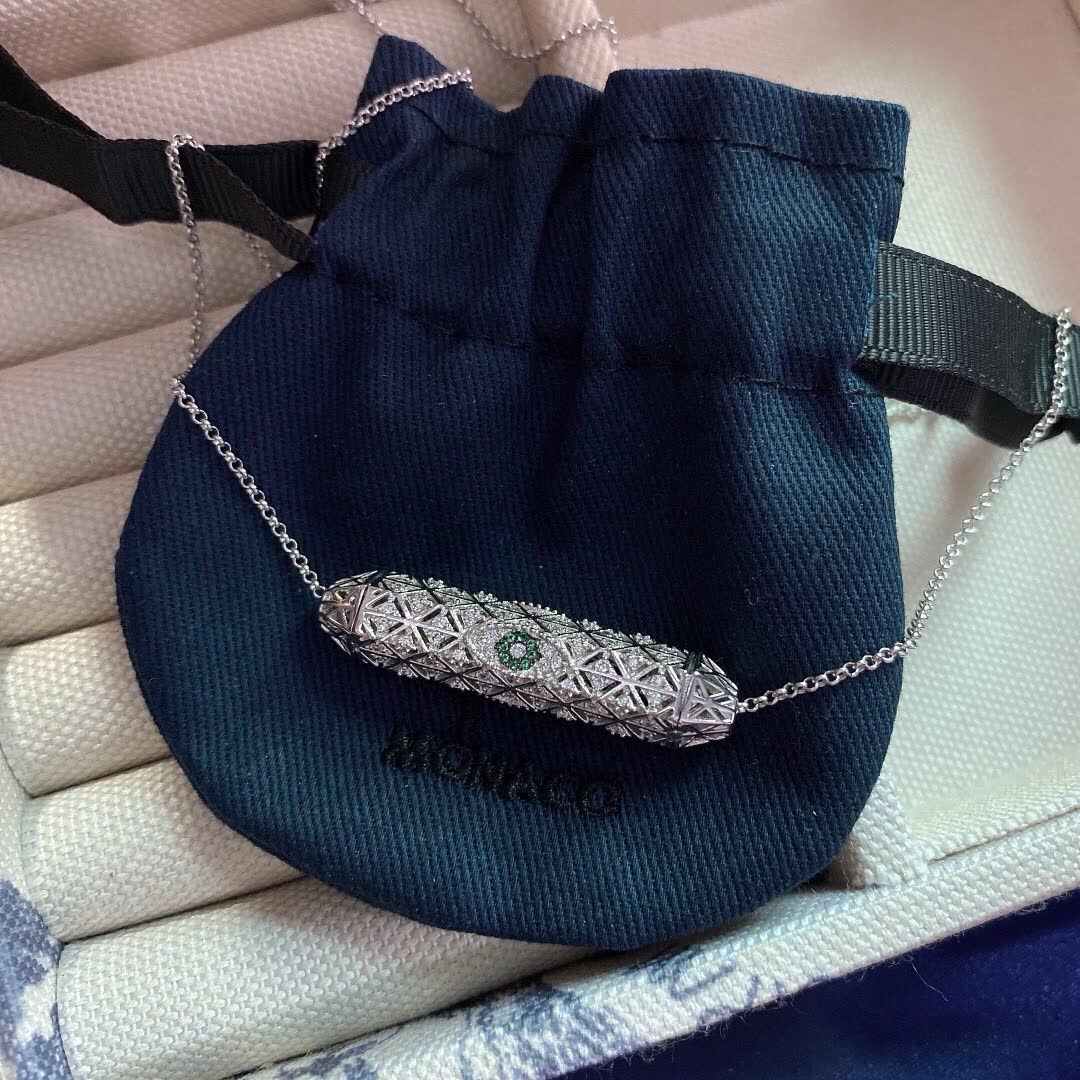 APM Monaco Silver Filigree Necklace with Gemstone Accents
